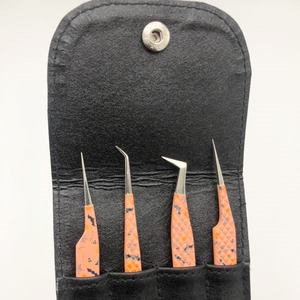 Pinzas para pestañas con punta plateada y diseño de Halloween en papel naranja personalizado, para empaque individual en caja de tarjeta, juego de pinzas. - Product Image 4
