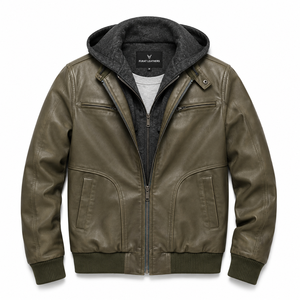 FURAT LEATHERS Blouson Moto Homme en Cuir Noir Respirant Col Montant Fermeture Éclair Manches à Bande Blanche sur le Devant Coupe Classique - Product Image 3