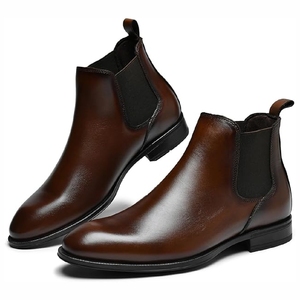 Casual Formal Men's Lace-up Thick-soled Waterproof Plaid Pattern Autumn Pointed Toe Anti-Slip Office Career Dress Shoes Made - Product Image 6