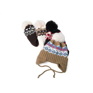 Bonnet tricoté unisexe avec pompon, motif géométrique, chapeau d'hiver pour usage extérieur et décontracté, adulte 56-58CM - Product Image 5