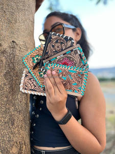 Nueva Mini Cartera de flores rosas de cuero mecanizada a mano, monedero pequeño con diseño Floral, cartera para niños para niñas, monedero para tarjetas de crédito - Product Image 3