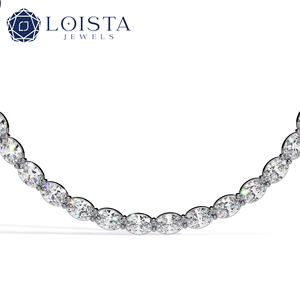 Collar de Diamantes Finos para Mujer, Oro Blanco de 14k, 5.55 Quilates, Corte Oval Brillante, Cuatro Puntas, Diamante Cultivado en Laboratorio, Collar Solitario - Product Image 1