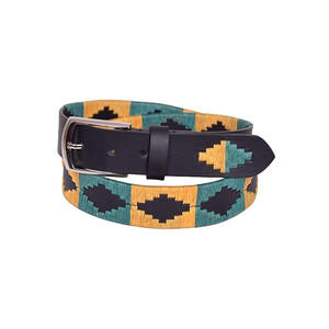 Handmade Premium Leather Polo Belt Traditional Hand-Stitched Pampa Diamond Embroidered Belt Luxury Equestrian Style Casual Wear - Product Image 1