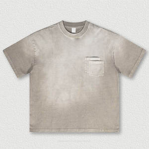 เสื้อยืดคอตตอนสีดำทรงโอเวอร์ไซส์ ดีไซน์ชายเสื้อแบบดิสเทรส คอกลม สำหรับผู้ชาย สวมใส่สบายๆ - Product Image 6