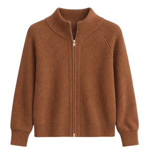 Veste en tricot zippée pour femme, avec points texturés, fermeture éclair sur le devant, manches longues, décontractée, avec poches, pour un usage quotidien - Product Image 1