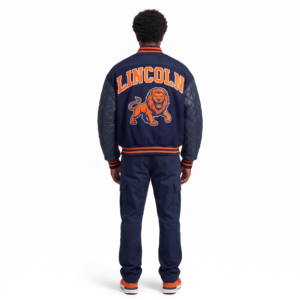 Chaqueta Varsity Acolchada de Lana Melton de 500GSM con Cuero Sintético, Estilo Oversize, Streetwear, Letterman, Personalizada al por Mayor, OEM - Product Image 2