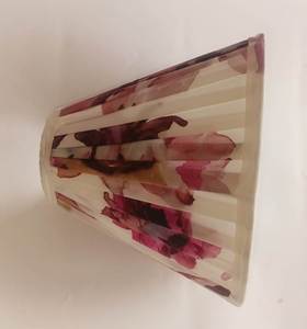 Abat-jour en tissu de lin Anna fait main, forme conique, imprimé floral rose, plissé, avec douilles E27, idéal pour lampe de sol ou de table - Product Image 4
