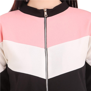 Women's <b>Black</b> Color Blocking Tracksuit Set Crew Neck Full Sleeve Elastic Waist <b>Pants</b> Casual Autumn Wear - Product Image 3