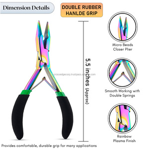 Outils d'extension de cheveux en acier inoxydable Microbead Closer and Remover Plier Bead enfileur de perles pour les cheveux Sectioning Ring Hair Puling Hook - Product Image 5