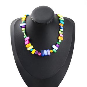 Collier de perles irrégulières en résine faites à la main, multicolores, bijoux de mode, artisanat moulé, pour femmes et filles - Meilleures ventes - Product Image 2