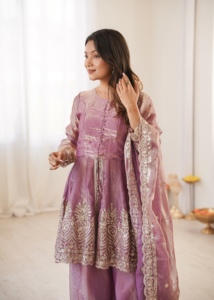 Women Traditional <b>Silk</b> <b>Kurta</b> Pant Dupatta Set Embroidered Floor-Length Loose Fit Indian Ethnic Wear for Wedding All Seasons - Product Image 3
