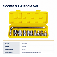 Lot de 10 douilles et clés à poignée en L, entraînement 1/2 pouce, tailles 8, 10, 11, 12, 14, 17, 19, 22, 24 mm, pour réparation en garage