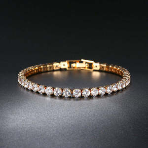 Pulsera Clásica de Diamantes Cultivados en Laboratorio, Corte Brillante Redondo, para Fiesta de Compromiso, Chapada en Oro y Plata para Mujer - Product Image 4