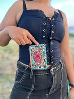 Nouveau cuir usiné à la main Mini rose fleur portefeuille petite pochette à monnaie avec Design Floral enfants portefeuille pour filles carte de crédit sac à main