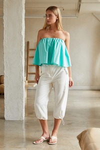 Blusa de Mujer Estilo Bohemio, Vintage, con Hombros Descubiertos, Corte Regular, de Algodón Plisado, Ecológica, sin Espalda, ODM, para Todas las Temporadas - Product Image 2