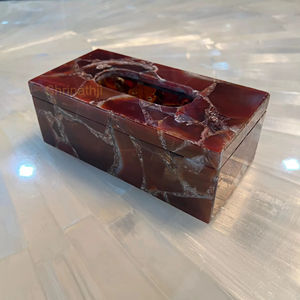 Boîte à mouchoirs en onyx rouge, artisanale, en pierre précieuse naturelle, pour embellir la table, idéale pour les visiteurs et les cadeaux de pendaison de crémaillère - Product Image 1