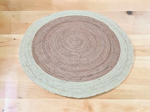 <b>Round</b> Jute Area Rug Solid Color Braided Scandinavian Style Eco Friendly Flat Pile for Living Room - Product Image 3