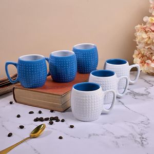 Luxurious Hand Painted Blue & White Dot Pattern Ceramic Cup <b>Set</b> <b>Microwave</b> Safe Stoneware Mugs Tray Saucers PC Stoneware <b>Set</b> 6 - Product Image 4