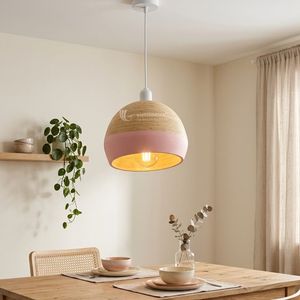 Abat-jour en bambou tissé, abat-jour suspendu rond laqué, couverture de lampe suspendue en bois naturel, finition blanche - Product Image 4