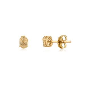 Boucles d'oreilles clous en saphir jaune ovale 100 % authentique, à fermoir poussoir, pierre unique, bijoux minimalistes en or véritable 14 carats, pierre de naissance, vente en gros - Product Image 5