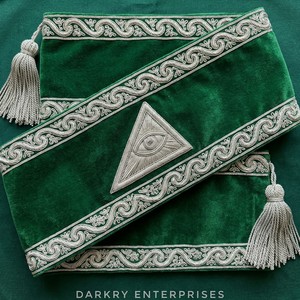 Bannière en velours violet faite à la main avec broderie en fil de soie, pour l'Ordre de l'Étoile d'Orient (OES), Régalia maçonnique personnalisée, couvre-autel et pompons - Product Image 4