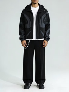 Men's Hooded <b>Racer</b> <b>Jacket</b> Color Blocking Waterproof Windproof Zipper Closure Canvas Polyester Sporty Autumn Loose Fit Front - Product Image 3