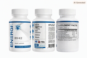 Cápsulas de vitamina EnergiNut D3 + K2, suplemento de calcio para el soporte del corazón y los huesos, sin OMG, sin gluten, fabricado en EE. UU., registrado por la FDA y GMP de EE. UU. - Product Image 3