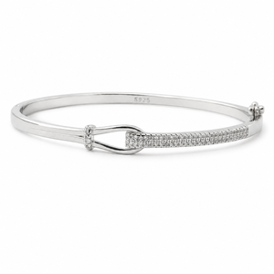 925 Sterling <b>Silver</b> Diamond Knot <b>Cuff</b> <b>Bracelet</b> for Women High Polish Elegant Minimalist Party Wedding Gift Jewelry - Product Image 2