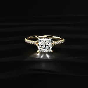 VVS-VS Clarity IGI Certified Princess Cut <b>Split</b> Shank Single Engagement <b>Ring</b> Gorgeous CVD Diamond <b>Ring</b> Fine Jewelry Luxury Look. - Product Image 2