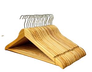 Perchas de Madera de Pino Maciza, Ecológicas, Duraderas y Multifuncionales para Camisas, Trajes, Vestidos, Armario, Baño y Sala de Estar - Product Image 2