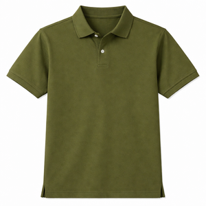 Polo de Algodón Verde Oliva para Hombre, Manga Corta, Cuello con Botones, Uso Diario Informal, Transpirable, Tejido de Punto, OEM, ODM, Venta al Por Mayor - Product Image 1