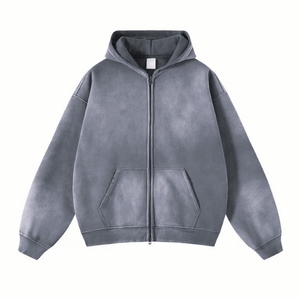 Sweat à capuche zippé pour femme grande taille 100% coton lavé, haute qualité, respirant, décontracté, vêtement d'extérieur d'hiver pour femme, logo personnalisé - Product Image 1