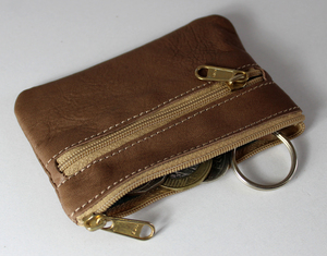 Vintage Style <b>Hand</b>-Stitched Leather Cosmetic Storage Pouch With Zipper Closure Natural Tanned Leather Coin Pouch <b>Filing</b> Product - Product Image 2