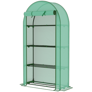 Piccola serra da interno, tipo walk-in, con telaio in acciaio/plastica/legno e vetro temperato per la crescita delle piante da interno e da giardino. - Product Image 4