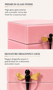 Luxury Pink Mirror <b>Glass</b> Decorative Storage Box Set Dragonfly <b>Knob</b> Premium Jewelry Vanity Organizer Boxes Home Decor Lacquered - Product Image 2