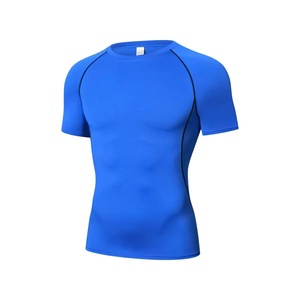 Men's Navy Blue <b>Raglan</b> Sleeve Compression T-Shirt Quick Dry Slim Fit Sporty O-Neck Short Sleeve Activewear - Product Image 5