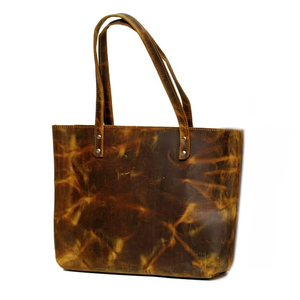 Buffalo Crunch Leather Tote Bag <b>Large</b> Capacity Zipper Handbag for <b>Women</b> - Product Image 5