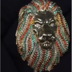 Pendentif Lion Personnalisé en Émail 3D, Argent Sterling S925, Or Massif 10k 14k 18k, Sertie de Moissanite et Diamants - Product Image 1