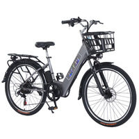Bicicleta Eléctrica Urbana de 26 Pulgadas, Estilo Retro, Cuadro de Perfil Bajo, Batería de Litio Oculta de 48V 15AH, Motor de Buje Trasero de Alta Velocidad, Frenos de Disco Dobles