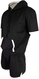Conjunto Deportivo Ecológico para Hombre, con Capucha, 2 Piezas, Sudadera de Manga Larga y Pantalones Cortos Cómodos, en Colores Contrastantes para Otoño - Product Image 2