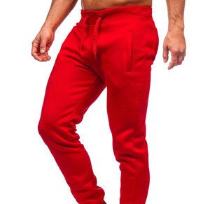 <b>Men's</b> Vintage Straight Woolen Red Cotton Sweatpants Elastic Waist Drawstring Joggers Side Pockets Breathable Autumn Wear - Product Image 5