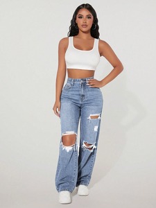 Women's Winter Denim Jeans Casual 100% Cotton Custom OEM Service Luxury Street Wear - Product Image 5