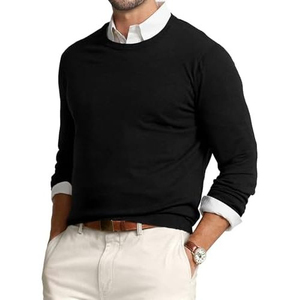 Suéter de Punto Negro para Hombre, Marca AL SWANS INTERNATIONAL, Cuello Redondo, Manga Larga, Corte Regular, Algodón, para Otoño - Product Image 1