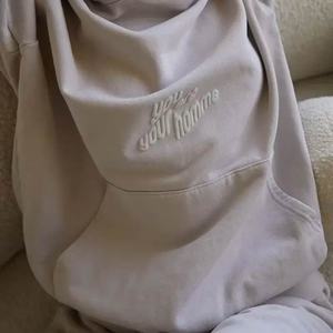 Custom 3D Puff Printing Oversize Long Sleeve Knitted Badge <b>Hoodie</b> Women 2023 Heavyweight Casual Gym Hoodies - Product Image 4