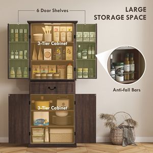 Mobile dispensa da cucina moderno in stile rustico con finitura in legno marrone anticato, design su ruote, struttura in pannelli di MDF. - Product Image 5