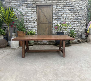 Mesa de madera reciclada marrón rústica, mueble de salón con vitrina de vidrio para uso doméstico, procedente de Vietnam. - Product Image 1