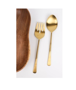 Elegantes utensilios de metal en tono plateado para servir ensaladas, diseñados para experiencias culinarias de alta gama, buffets de hotel y cocinas modernas. - Product Image 5