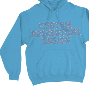 Sudadera con Capucha Azul para Hombre con Pedrería y Texto, de Algodón y Forro Polar, con Logotipo Personalizado, Estilo Urbano, Venta al por Mayor - Product Image 2