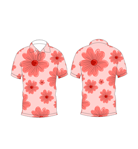 Polo pour homme à imprimé floral rose, sublimation personnalisée, manches courtes, décontracté, respirant, léger, pour le golf - Product Image 6