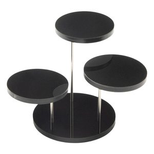 Support à gâteau rond en aluminium réutilisable, présentoir à cupcakes noir pour les célébrations de mariage, la décoration intérieure et les essentiels de pâtisserie - Product Image 3